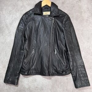 Michael Kors Women's S Black Genuine Leather Biker Moto Jacket Large Butter Soft